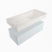 Mondiaz ALAN-DLUX Ensemble de meuble - 100cm - meuble - Clay mat - 1 tiroir - Lavabo Cloud Ostra suspendu - vasque droite - 0 trous de robinet - Beige SW807856