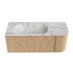 MONDIAZ KURVE-DLUX 115cm Meuble salle de bain avec module 25 D - couleur Oak - 1 tiroir - 1 porte - vasque BIG SMALL gauche - 1 trou de robinet - couleur Glace SW1137971