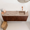 Mondiaz JOYA-DLUX Meuble de salle de bains 101.6cm - arrondi gauche couleur Ruby - Vasque FAYE position Droite Sans trou de robinet couleur Arena SW1425306