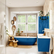 Mondiaz Vica ensemble de meuble de salle de bain - 160cm - meuble sous-vasque jeans - 4 tiroirs - lavabo moon double - 2 trous de robinet - couleur talc - miroir LED - version XL 60cm de haut SW1092177