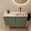 MONDIAZ TURE-DLUX Meuble de toilettes 80cm Army. EDEN lavabo Glace position droite. Sans trou de robinet. SW1103141