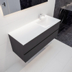 MONDIAZ VICA Badkamermeubelset - 120cm - 2 lades - wasbak Cloud rechts - 1 kraangat - solid surface darkgrey SW409848