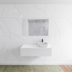 Mondiaz Lagom Meuble salle de bains 110x30.9x45cm Solid Surface Talc 1 tiroir avec lavabo BINX vasque à poser Droite 1 trou de robinet SW409068