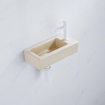 FugaFlow Efficiente Ensemble fontaine Pietra - 37,5x18,5x9cm - céramique - trou de robinet à droite - robinet de fontaine mat blanc - bouchon de vidange - siphon abaissé - Beige mat SW1442217