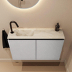 MONDIAZ TURE-DLUX Meuble toilette - 80cm - Plata - EDEN - vasque Ostra - position gauche - 1 trou de robinet SW1104993