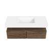 MONDIAZ ALAN Badmeubelset - 120cm - onderkast Mocha - 2 lades - Vrijhangende wastafel CLOUD - midden - 1 kraangat - Talc SW1194651