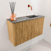 Mondiaz JOYA-DLUX 70cm meuble de salle de bains - couleur Oak - Vasque FAYE position Droite Sans trou de robinet couleur Sombra. SW1424256