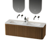 Royal Plaza Terra Edge Meuble sous-vasque - 140cm - nervuré - 2 tiroirs - coins arrondis - sandwood (chêne clair) SW1449116