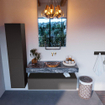 Mondiaz ALAN-DLUX Ensemble de meuble - 120cm - meuble Dark grey mat - 1 tiroir - Lavabo Cloud Lava suspendu - vasque Centre - 0 trous de robinet SW807990