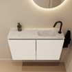 MONDIAZ TURE-DLUX Meuble de toilettes 80 cm Talc. Lavabo EDEN Opalo position droite. Avec 1 trou de robinet. SW1104145