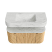 MONDIAZ THOR-DLUX Meuble de salle de bains - 100cm - arrondi gauche + droite - couleur Oak - 1 tiroir - 2 portes - Vasque suspendue CLOUD Milieu 1 trou de robinet couleur Opalo SW1467316