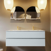 MONDIAZ VICA-DLUX Ensemble de meuble de salle de bains - 130cm - meuble bas clay - 2 tiroirs - lavabo encastré cloud double - 2 trous de robinet - version haute 60cm - glace SW1088188