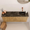 Mondiaz JOYA-DLUX 100cm meuble de salle de bains - couleur Oak - Vasque FAYE position Droite Sans trou de robinet couleur Lava. SW1422065