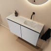 MONDIAZ TURE-DLUX meuble WC 80 cm Plata. EDEN lavabo Opalo position droite. Sans trou de robinet. SW1104501