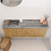 Mondiaz JOYA-DLUX 100cm toiletmeubel - kleur Oak - Wastafel FAYE positie Links 1 kraangat kleur Sombra. SW1424266