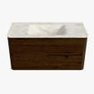 Mondiaz CIRO-DLUX Badkamermeubelset - 100x45x50cm - Solid surface wastafel Ostra - 1 wasbak Midden - zonder kraangaten - 2 lades - Walnut SW1530378