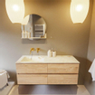 MONDIAZ VICA-DLUX Ensemble meuble de salle de bains - 130cm - meuble bas chêne blanchi - 4 tiroirs - lavabo encastré cloud gauche - sans trous de robinet - version haute 60cm - frape SW1088803