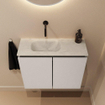 MONDIAZ TURE-DLUX Meuble de toilettes 60 cm Linen. EDEN lavabo Opalo position gauche. Sans trou de robinet. SW1104404