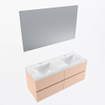 Mondiaz VICA ensemble de meuble de salle de bain - 120cm - meuble sous-vasque rosee - 4 tiroirs - lavabo denia double - 2 trous de robinet - couleur Blanc Brillant - miroir LED - version XL 60cm de haut SW1091962