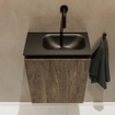 MONDIAZ TURE Kit lave-mains - 40x23x50cm - 0 trou de robinet - 1 porte - marron foncé mat - Lavabo à droite - Solid Surface Noir SW475524