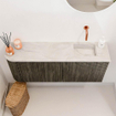 Mondiaz JOYA-DLUX Meuble de salle de bains 101,6 cm - arrondi gauche couleur Shadow - Vasque FAYE position droite Sans trou de robinet couleur Ostra SW1423025