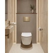 QeramiQ Dely Swirl Toiletset - inbouwreservoir Qeramiq Flush - slim zitting - metaal messing geborstelde bedieningsplaat - rechthoekige knoppen - glans wit SW1578478