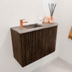 Mondiaz JOYA-DLUX 61.6cm meuble de toilette - arrondi droit couleur Walnut - Vasque FAYE position Gauche 1 trou de robinet couleur Oza. SW1424602