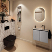 MONDIAZ TURE-DLUX Meuble toilette - 60cm - Plata - EDEN - vasque Glace - position centrale - 1 trou de robinet SW1103455