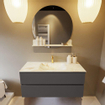 MONDIAZ VICA-DLUX Ensemble meuble de salle de bains - 110cm - sous-meuble dark grey - 2 tiroirs - lavabo encastré cloud centré - 1 trou de robinet - version haute 60cm - frape SW1088676