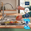 Grohe Start Edge Robinet de cuisine - 1 trou - bec haut orientable extensible - saillie 21,5 cm - levier fermé - chromé SW924867