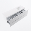 MONDIAZ VICA meuble sous lavabo 150cm Talc 2 tiroirs. Lavabo MOON droit 1 trou de robinet, couleur Talc. SW1381871