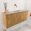 Mondiaz JOYA-DLUX 90cm meuble de salle de bains - couleur Oak - Vasque FAYE position Milieu Sans trou de robinet couleur Glace. SW1421958