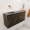 Mondiaz JOYA-DLUX 91.6cm meuble de toilette - arrondi droit couleur Shadow - Vasque FAYE position Gauche Sans trou de robinet couleur Sombra. SW1425224