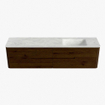 Mondiaz CIRO-DLUX Ensemble de meubles de salle de bains - 190x45x50cm - Plan-vasque Solid Surface Opalo - 1 vasque à droite - 1 trou de robinetterie - 4 tiroirs - Noyer SW1530366