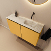 MONDIAZ TURE-DLUX meuble WC 80cm Ocher. EDEN lavabo Ostra position droite. Sans trou de robinet. SW1104948