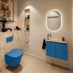 MONDIAZ TURE-DLUX Meuble toilette - 60cm - Jeans - EDEN - vasque Frappe - position gauche - 1 trou de robinet SW1102797