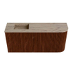 Mondiaz JOYA-DLUX 91.6cm meuble de toilette - arrondi droit couleur Ruby - Vasque FAYE position Gauche 1 trou de robinet couleur Arena. SW1425300