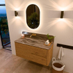 Mondiaz CIRO-DLUX Badkamermeubelset - 110x45x50cm - Solid surface wastafel Sombra - 1 wasbak Links - zonder kraangaten - 2 lades - Oak SW1531241