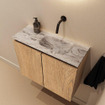 MONDIAZ TURE-DLUX Meuble toilette - 60cm - Washed Oak - EDEN - vasque Glace - position droite - sans trou de robinet SW1103592