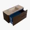 Mondiaz CIRO-DLUX Meuble de salle de bains - 110x45x50cm - Plan-vasque Solid surface Arena - 1 bassin Central - sans trous de robinet - 2 tiroirs - Noyer SW1530447