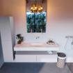 Mondiaz ALAN-DLUX Ensemble de meuble - 150cm - meuble Cale mat - 2 tiroirs - Lavabo Cloud Ostra suspendu - vasque Centre - 0 trous de robinet SW807470