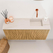 Mondiaz JOYA-DLUX 80cm toiletmeubel - kleur Oak - Wastafel FAYE positie Rechts Zonder kraangat kleur Meli. SW1423935