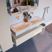 Mondiaz ALAN-DLUX Ensemble de meuble - 130cm - meuble Linen mat - 1 tiroir - Lavabo Cloud Frappe suspendu - vasque Gauche et droite - 0 trous de robinet SW805454