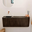 Mondiaz JOYA-DLUX Meuble de salle de bains 111.6cm - arrondi droit couleur Walnut - Vasque FAYE position Gauche Sans trou de robinet couleur Lava SW1422492