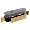 MONDIAZ THOR-DLUX 200cm meuble de salle de bains arrondi gauche + droite couleur Oak avec 2 tiroirs et 2 portes. Vasque suspendue CLOUD gauche 1 trou de robinet couleur Sombra. SW1467252