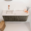 Mondiaz JOYA-DLUX 91.6cm toiletmeubel - ronding rechts kleur Shadow - Wastafel FAYE positie Links Zonder kraangat kleur Nata. SW1425003