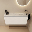 MONDIAZ TURE-DLUX Meuble toilette - 100cm - Talc - EDEN - vasque Opalo - position droite - 1 trou de robinet SW1104151