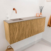 Mondiaz JOYA-DLUX 100cm toiletmeubel - kleur Oak - Wastafel FAYE positie Links Zonder kraangat kleur Saba. SW1424170