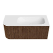 MONDIAZ KURVE 105cm Meuble salle de bain avec module 25 G - couleur Walnut - 1 tiroir - 1 porte - vasque BIG SMALL droite - sans trous de robinet - Talc SW1138297