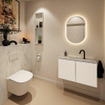 MONDIAZ TURE-DLUX Meuble toilette - 80cm - Talc - EDEN - vasque Opalo - position centrale - 1 trou de robinet SW1104156